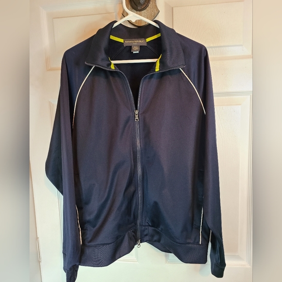 (1278) Banana Republic Men's Warm Up Jacket, Size: Medium Color: Black - Picture 2 of 13